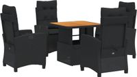 vidaXL - Ensemble de jardin 5 pièces - avec - coussins - poly rotin - noir