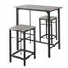 SoBuy Bartafel met 2 krukken/stoelen - Tuinset - Eettafel 3 delige set - voor keuken, eetkamer, bistro - Grijs, OGT10-HG