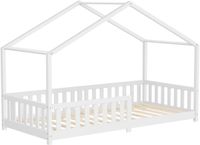 ML-Design Kinderbed Huisbed 90x200 cm Wit Massief Grenenhout