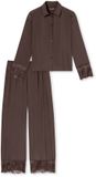 SCHIESSER Pyjama lang Dames deep brown Effen Lange mouw 100% Viscose S