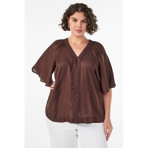 Zizzi Blousetop Donkerbruin