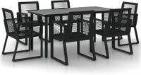 vidaXL 7-delige Tuinset PVC-rattan Zwart