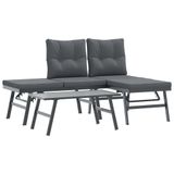 VidaXL 3-delige Tuinbankenset met kussens, gepoedercoat staal, zwart