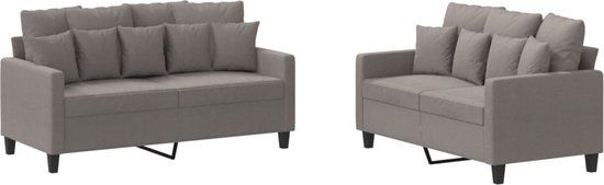vidaXL 2-delige Loungeset met kussens stof taupe
