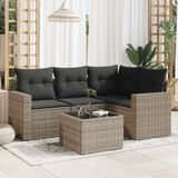 Maison Exclusive - Ensemble de meubles de jardin 5 pièces avec canapé et coussins, gris, en polyrotin