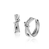 ZINZI 16,5mm zilveren oorringen cross-over met trendy knoop, bezet met witte zirconia's, met luxe klapsluiting 16,5x5mm ZIO2505
