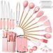 Azomor® Complete set van 37 siliconen kookgerei Roze
