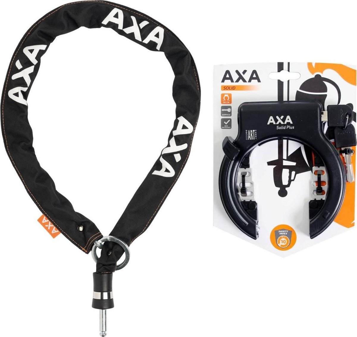 Axa Solid Plus Ringslot Zwart + RLC Insteekketting 140 cm 5,5 mm Zwart