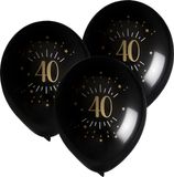 Santex Verjaardag Ballonnen 40 Jaar Zwart/Goud 24 Stuks