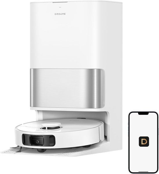 Dreame L40 Ultra A Robotstofzuiger en dweilrobot met automatische stofafvoer en dubbel anti-klitsysteem, zuigkracht 24.000 Pa, optillen van de dweilen tot 10,5 mm, multifunctionele basis, wit