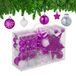 Relaxdays Kerstballen Set van 101 - Plastic - Onbreekbaar - Kerstpiek Ster - Paars/Wit