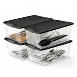 Homz 15-Quart Clear Plastic Stapelbare Opslag Container Organizer Bin met Grijs Snaplock Latching Deksel voor Thuis en Kantoor Organisatie (4 Pack)