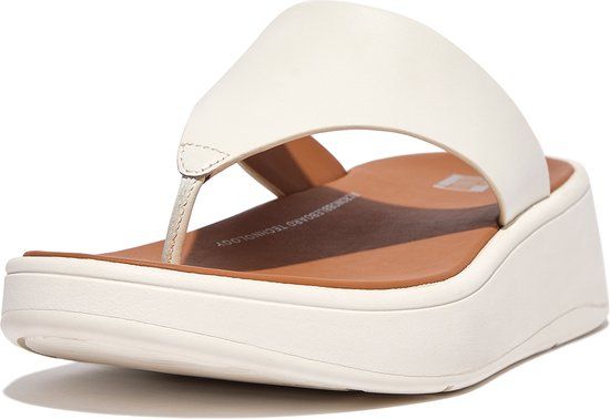 FitFlop F-Mode Leather Flatform Toe-Post Sandals - BEIGE - Size 42