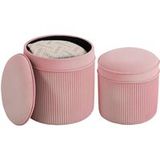 Lot de 2 poufs ronds empilables avec rangement, tabouret de salon en velours, 34,8 l, pour séjour et chambre, rose