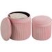 Lot de 2 poufs ronds empilables avec rangement, tabouret de salon en velours, 34,8 l, pour séjour et chambre, rose