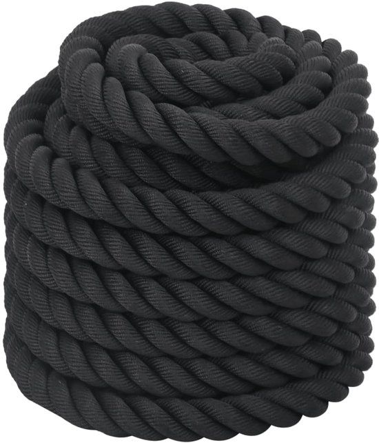 vidaXL Haba Trading B.V. Battle Rope - Fitness Touw - Kracht Uithoudingsvermogen - Stevige Rubberen Grepen - 15 Meter - Zwart