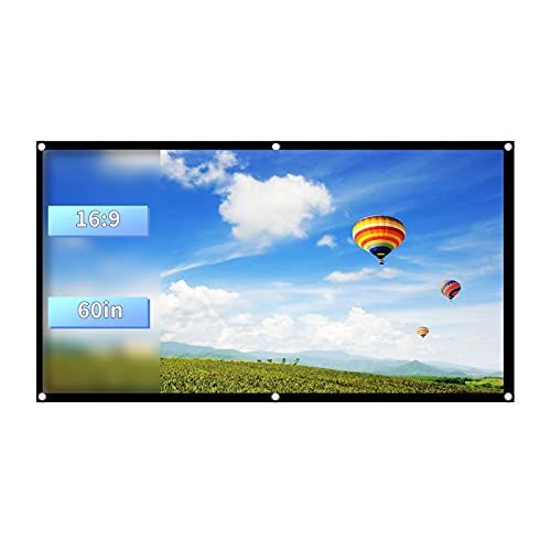 ASHATA Rolgordijndoek, beamerscherm, projectiescherm 60 inch, draagbaar, opvouwbaar 16:9 scherm, voor thuisbioscoop en outdoor campingfilm