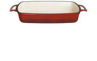 Vogue Rechthoekige Gietijzeren Ovenschaal 2,8ltr Rood