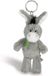 NICI Pluche Âne Porte-clés Bonheur - Décoration de Sac - Trèfle Brodé - 10 cm - Gris