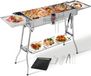 StarTech XXL houtskoolgrill - inklapbare campinggrill - roestvrij staal - 122x30x75 cm - met antiaanbakpan - verstelbare ventilatieopeningen - zilver