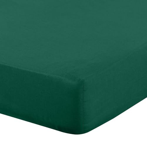 Eurofirany Hoeslaken 220 x 200 cm, basic katoenen hoeslaken met elastiek, duurzaam, voor dikke matrassen van 30 cm, vele kleuren, groen