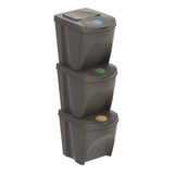 WELL HOME MOBILIARIO & DECORACIÓN Set van 3 vuilnisbakken, grijs, volume 3 x 25 l