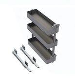 Emuca Harmony uitneembare zijflessenrek met softclose, module breedte 200mm hoogte 700mm, Staal en Hout, Antracietgrijs