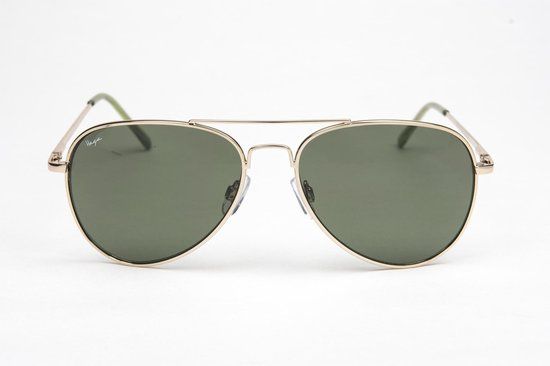 HAGA Eyewear Pilotenbril Zonnebril - Goud - Groene Lenzen - Unisex