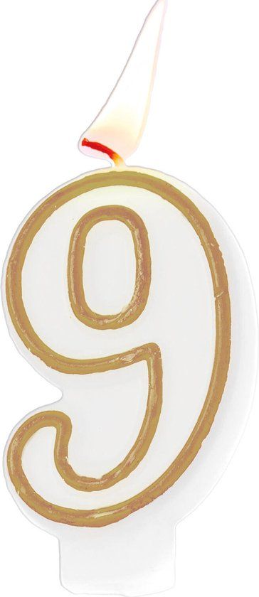 Folat - Kaars cijfer 9 simply chique gold 9 cm