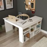 Vente-unique Hoekbureau met opbergruimte - Wit