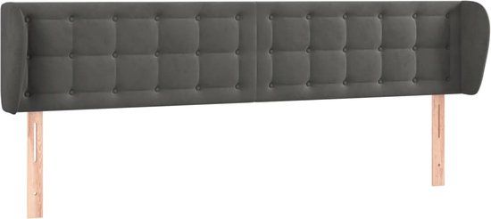 vidaXL Hoofdbord met randen 203x23x78/88 cm fluweel donkergrijs