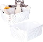 PLASTICFORTE Opbergmandje/Kastmandje - 4 stuks - 11 liter - Wit - Kunststof - 35 x 28 x 16 cm - Nestbaar