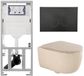 QeramiQ Dely Swirl Toiletset - 36.3x51.7cm - Geberit UP320 inbouwreservoir - met Burda frame - slim zitting - mat zwarte bedieningsplaat - ronde knoppen - mat beige