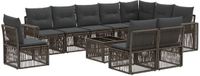 vidaXL Tuinbank - Set - 11 - st - Grijs - en - Donkergrijs - poly - rattan