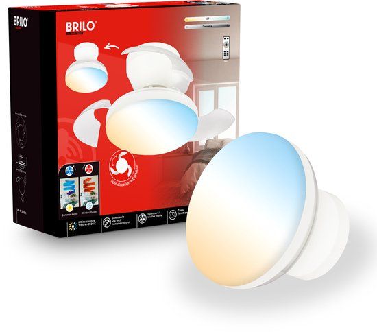 Briloner Raven - Plafondventilator met verlichting - LED plafondlamp met ventilator - Ø44cm - Wit