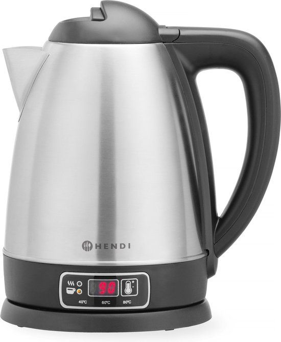 HENDI Draadloze Elektrische Waterkoker Met Temperatuurregeling - 1.8L - RVS - 1800W - 209943