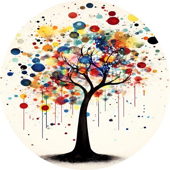 Merkloos / Sans marque Boom schilderij rond - Natuur muurcirkel - Forex - 60x60 cm