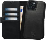 Rosso Elite iPhone 15 Hoesje MagSafe Book Case Echt Leer Zwart