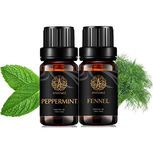 Aphrosmile Aromatherapie Fenchel etherische olie set voor kaarsen en zeepproductie, 100% pure pepermunt, etherische olie kit voor diffusers, 2 x 10 ml therapeutische kwaliteit pepermuntoliën set, 100% zuivere venkeloliën