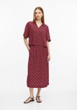 s.Oliver Viscose Midirok met Steekzakken - Bordeaux - Maat 48