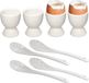 HI Egg cups - 4x pieces with spoon - ceramic - 6 cm - white