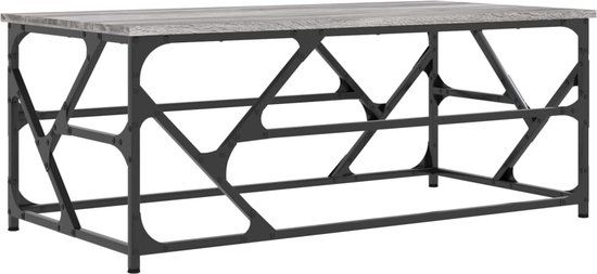 vidaXL Salontafel 100x50x40 cm bewerkt hout grijs sonoma eikenkleurig
