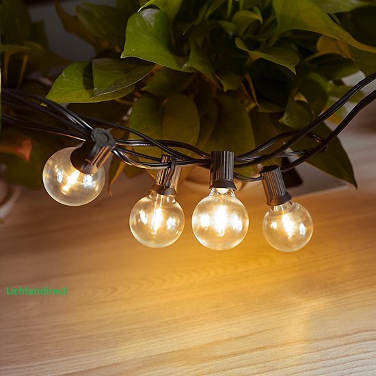 Lichtendirect Lichtsnoer 15 meter 50 led lampen Sliert lampen sfeer verlichting Transparant prikkabel ballicht bruiloft tuinverlichting kerst verlichting huis-tuin lichtsnoer terras verlichting verjaardag verlichting sfeer lichtslinger tuinlamp