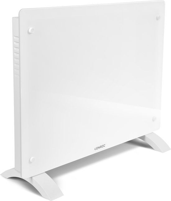 VONROC Luxe elektrische kachel - Convectorkachel met glazen paneel - 1500W - Wit