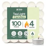 Zuvo Theelicht kaarsen 4 uur brandtijd wit ongeparfumeerd. (4 uur 100 Pack)