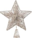Decoris Kerst piek - ster vorm - champagne - glitters - 25 cm - metaal