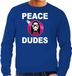 Bellatio Decorations Shoppartners Bv Hippie Jezus Kerstbal Sweater / Kerst Trui Peace Dudes Blauw voor Heren - Kerstkleding / Christmas Outfit M