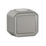Legrand Schakelaar of schakelaar, 10 A, Plexo, waterdicht IP55, volledige verlichtingsbediening, klaar voor inbouw, oppervlaktemontage, grijs, 069711LE