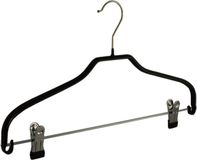 De Kledinghanger Gigant - Kledinghanger - Volwassenen - 8327 - 10 Stuks - Blousehanger - Shirthanger - metaal - Zwart - Anti-slip Coating - Verschuifbare Anti-slip knijpers - 40 cm - Kleerhanger (8327_00/10)