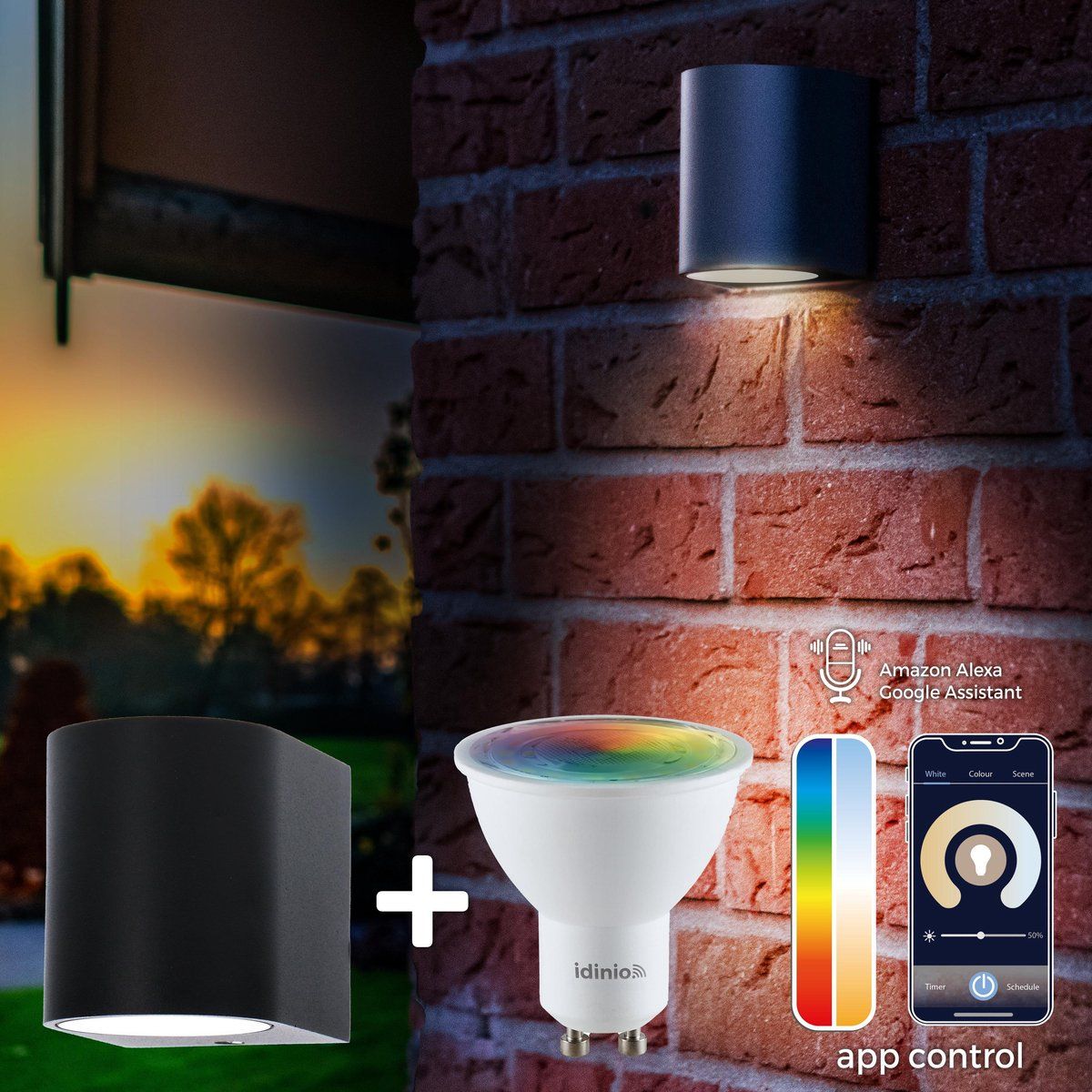 Proventa Slimme buitenlamp - Wandlamp Model J - White & Color